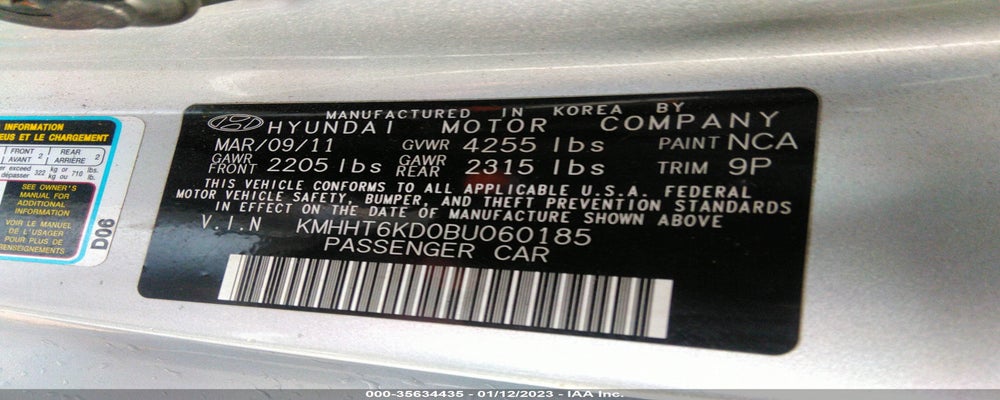 KMHHT6KD0BU060185 2011 HYUNDAI GENESIS COUPE photo no. 9