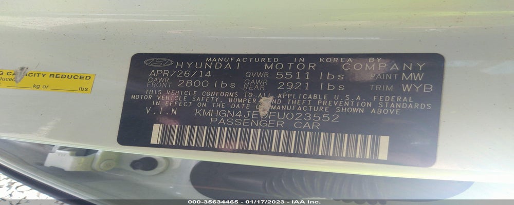 KMHGN4JE0FU023552 2015 HYUNDAI GENESIS photo no. 9
