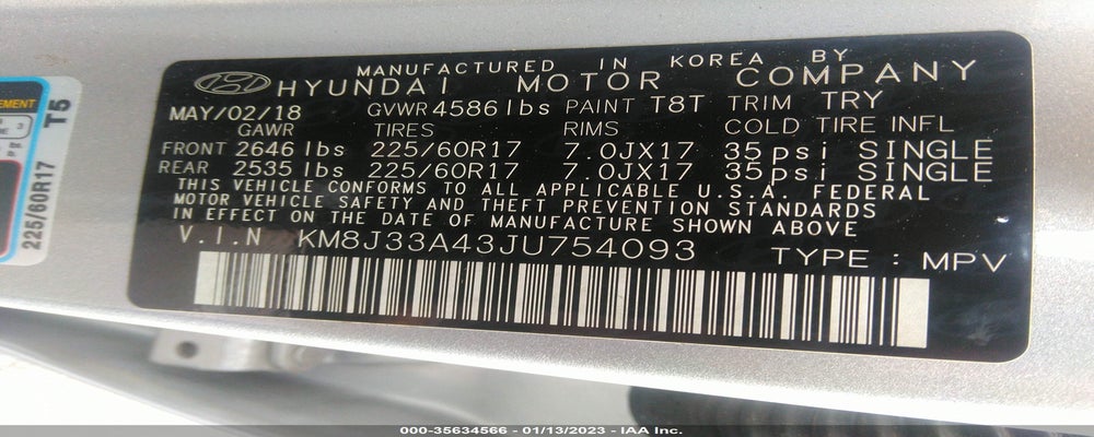 KM8J33A43JU754093 2018 HYUNDAI TUCSON photo no. 9