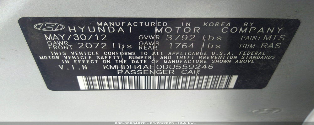 KMHDH4AE0DU559246 2013 HYUNDAI ELANTRA photo no. 9