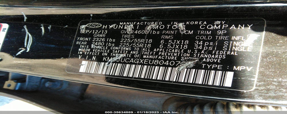 KM8JUCAGXEU804078 2014 HYUNDAI TUCSON photo no. 9