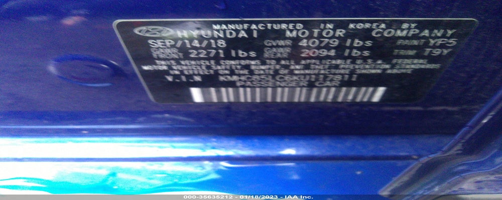 KMHC85LC6KU117811 2019 HYUNDAI IONIQ HYBRID photo no. 9