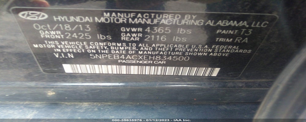 5NPEB4ACXEH834500 2014 HYUNDAI SONATA photo no. 9