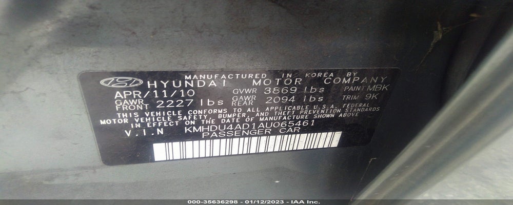 KMHDU4AD1AU065461 2010 HYUNDAI ELANTRA photo no. 9