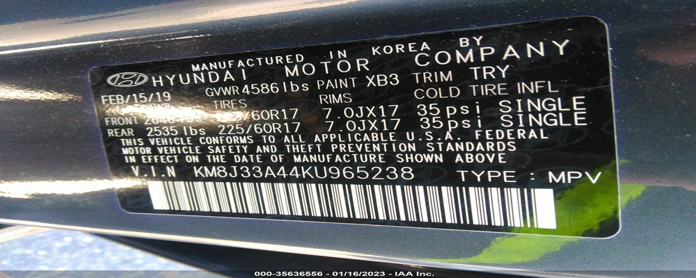 KM8J33A44KU965238 2019 HYUNDAI TUCSON photo no. 9