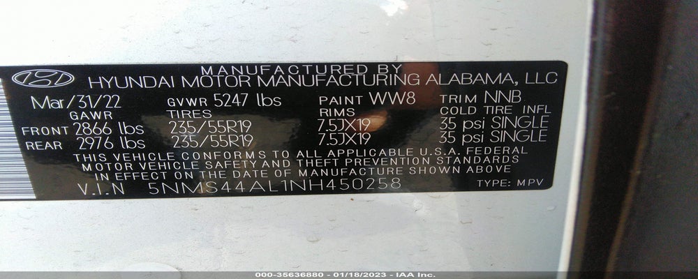 5NMS44AL1NH450258 2022 HYUNDAI SANTA FE photo no. 9