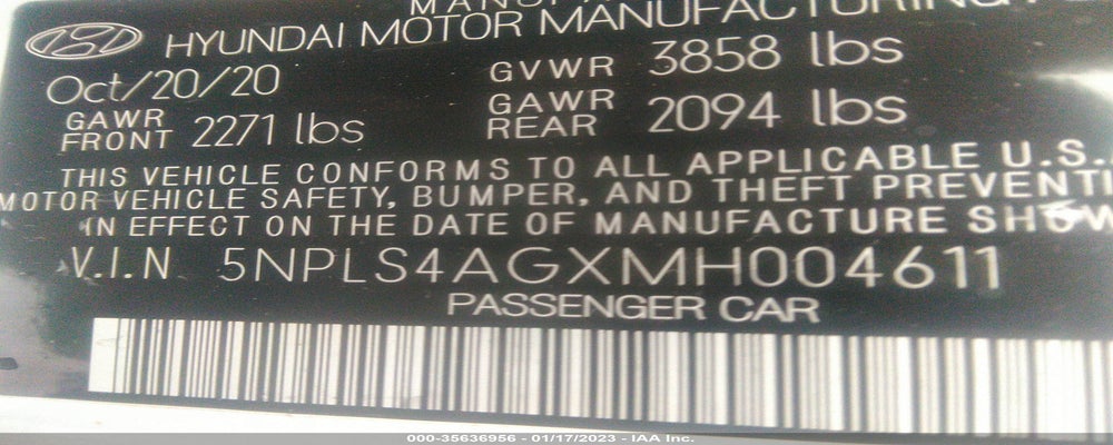 5NPLS4AGXMH004611 2021 HYUNDAI ELANTRA photo no. 9