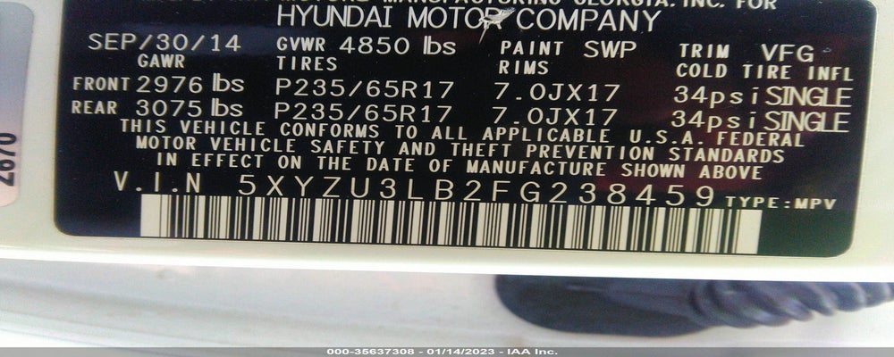 5XYZU3LB2FG238459 2015 HYUNDAI SANTA FE SPORT photo no. 9