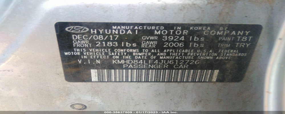 KMHD84LF4JU612726 2018 HYUNDAI ELANTRA photo no. 9