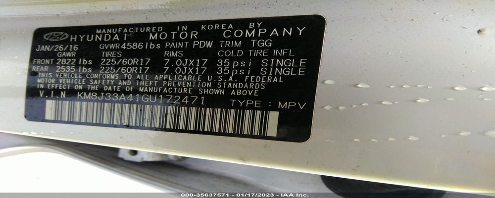 KM8J33A41GU172471 2016 HYUNDAI TUCSON photo no. 9