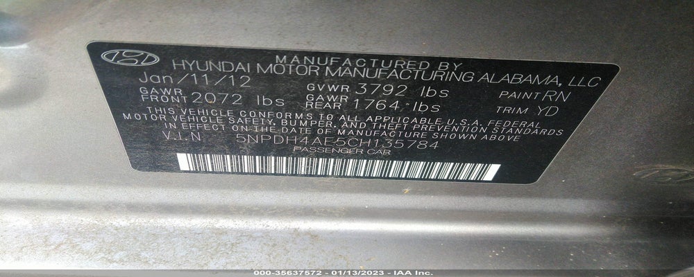 5NPDH4AE5CH135784 2012 HYUNDAI ELANTRA photo no. 9