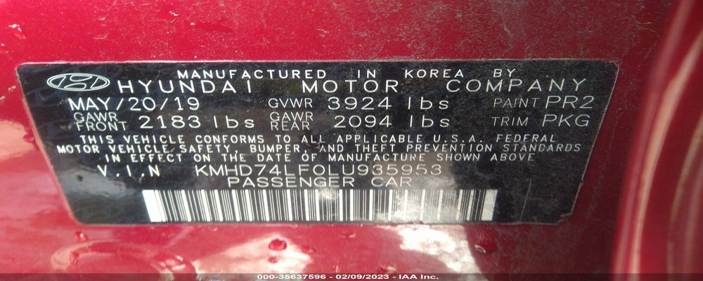 KMHD74LF0LU935953 2020 HYUNDAI ELANTRA photo no. 9