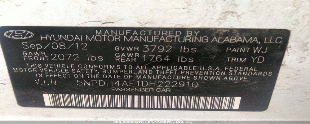 5NPDH4AE1DH222910 2013 HYUNDAI ELANTRA photo no. 9