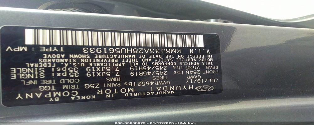KM8J33A28HU561933 2017 HYUNDAI TUCSON photo no. 9