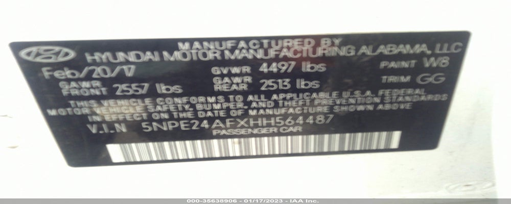 5NPE24AFXHH564487 2017 HYUNDAI SONATA photo no. 9