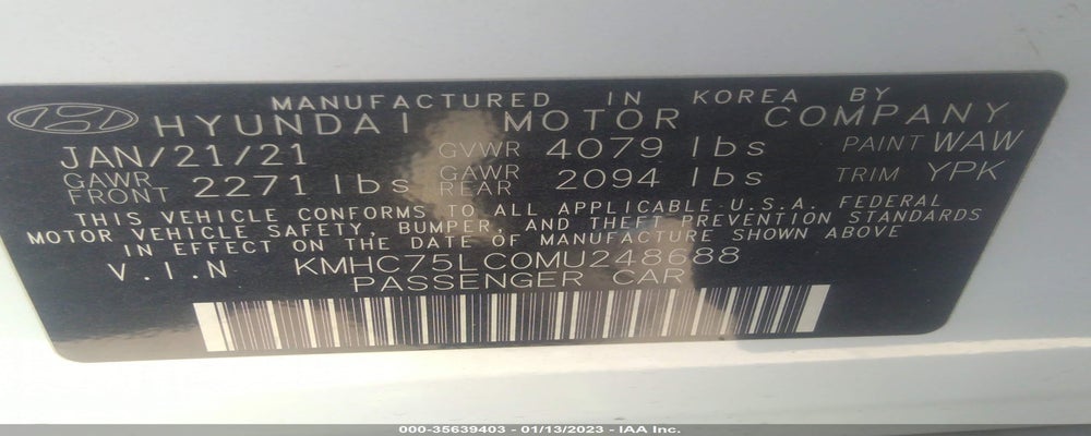 KMHC75LC0MU248688 2021 HYUNDAI IONIQ HYBRID photo no. 9
