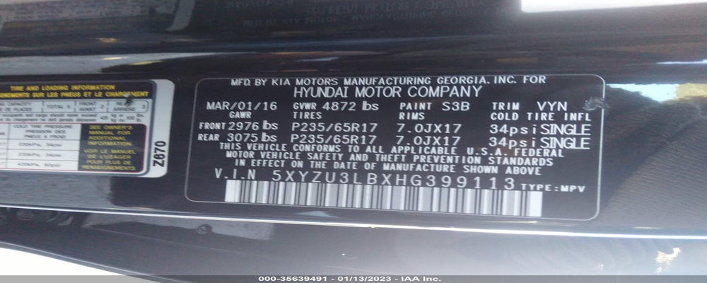 5XYZU3LBXHG399113 2017 HYUNDAI SANTA FE SPORT photo no. 9