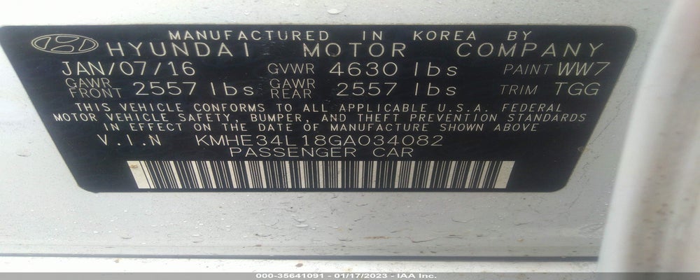 KMHE34L18GA034082 2016 HYUNDAI SONATA HYBRID photo no. 9
