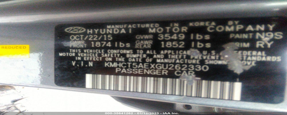 KMHCT5AEXGU262330 2016 HYUNDAI ACCENT photo no. 9