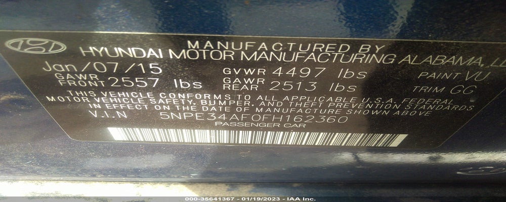 5NPE34AFOFH162360 2015 HYUNDAI SONATA photo no. 9