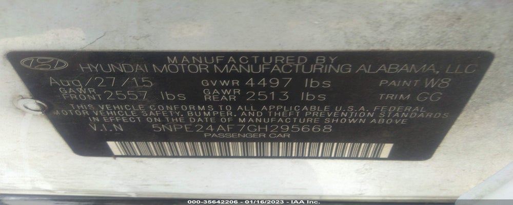 5NPE24AF7GH295668 2016 HYUNDAI SONATA photo no. 9