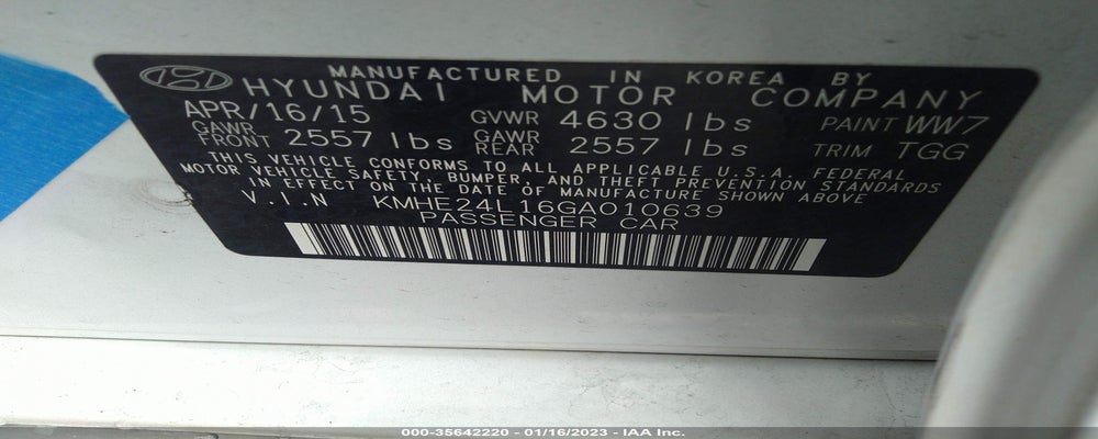 KMHE24L16GA010639 2016 HYUNDAI SONATA HYBRID photo no. 9