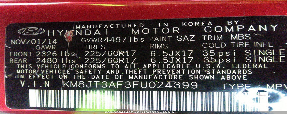 KM8JT3AF3FU024399 2015 HYUNDAI TUCSON photo no. 9