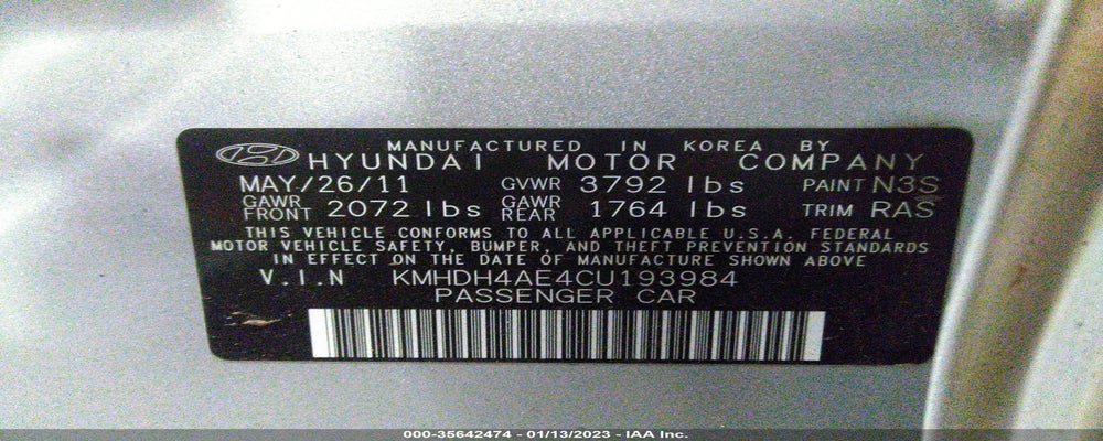 KMHDH4AE4CU193984 2012 HYUNDAI ELANTRA photo no. 9