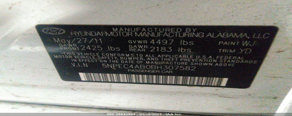 5NPEC4AB0BH307582 2011 HYUNDAI SONATA photo no. 9