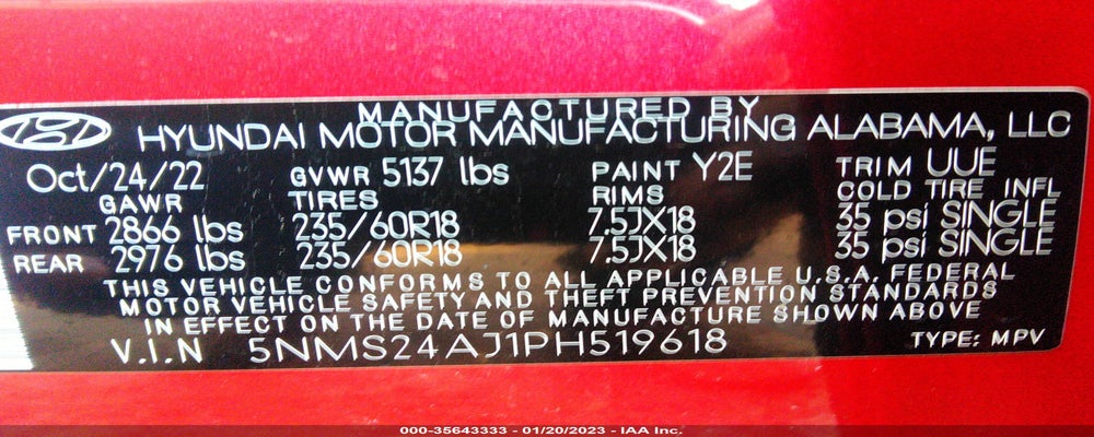 5NMS24AJ1PH519618 2023 HYUNDAI SANTA FE photo no. 9