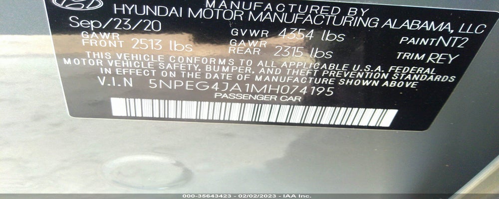 5NPEG4JA1MH074195 2021 HYUNDAI SONATA photo no. 9