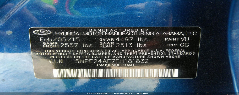 5NPE24AF7FH181832 2015 HYUNDAI SONATA photo no. 9