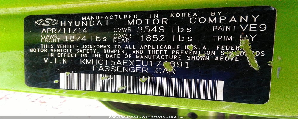 KMHCT5AEXEU174391 2014 HYUNDAI ACCENT photo no. 9