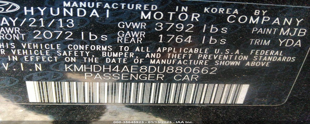 KMHDH4AE8DU880662 2013 HYUNDAI ELANTRA photo no. 9