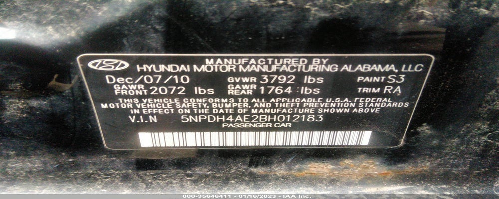 5NPDH4AE2BH012183 2011 HYUNDAI ELANTRA photo no. 9