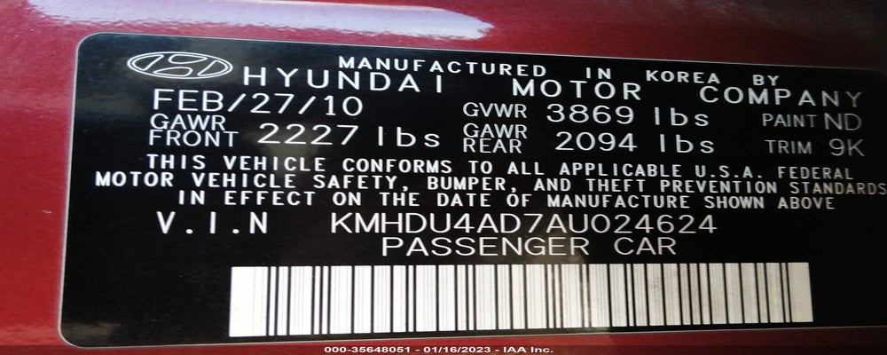KMHDU4AD7AU024624 2010 HYUNDAI ELANTRA photo no. 9