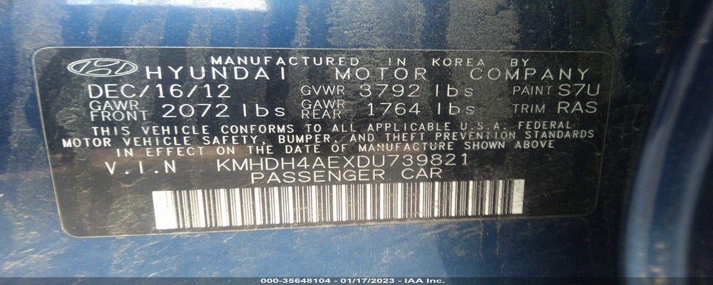 KMHDH4AEXDU739821 2013 HYUNDAI ELANTRA photo no. 9