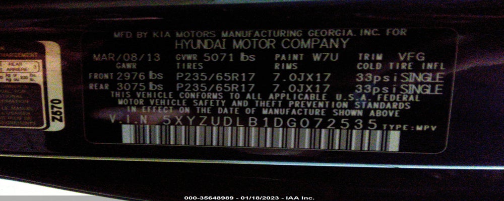 5XYZUDLB1DG072535 2013 HYUNDAI SANTA FE photo no. 9