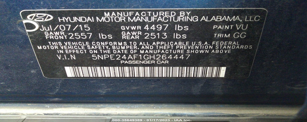 5NPE24AF1GH264447 2016 HYUNDAI SONATA photo no. 9