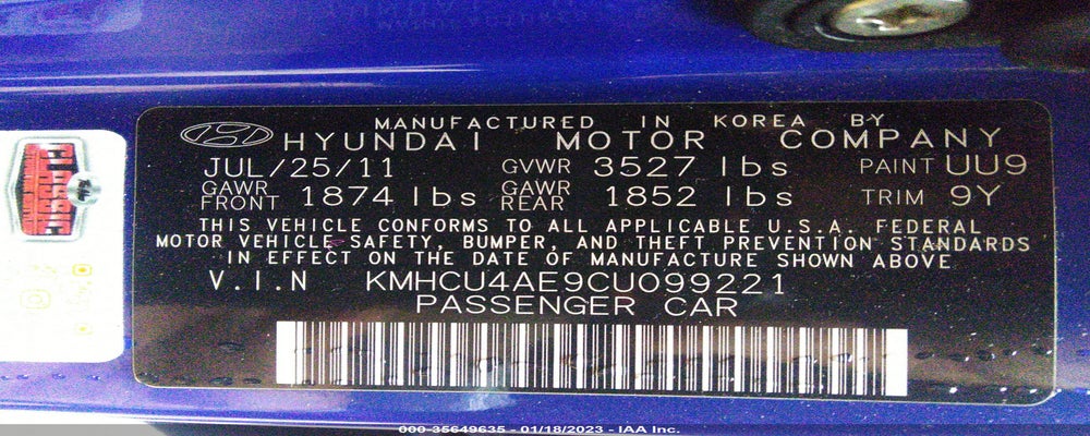 KMHCU4AE9CU099221 2012 HYUNDAI ACCENT photo no. 9