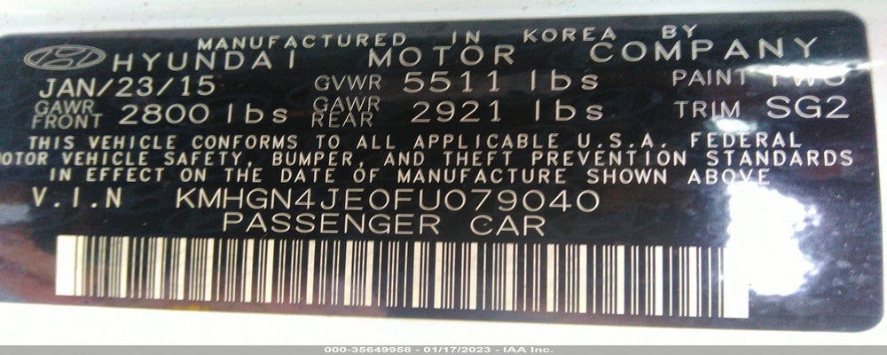 KMHGN4JE0FU079040 2015 HYUNDAI GENESIS photo no. 9