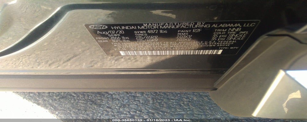 5NMS33AD2LH262982 2020 HYUNDAI SANTA FE photo no. 9