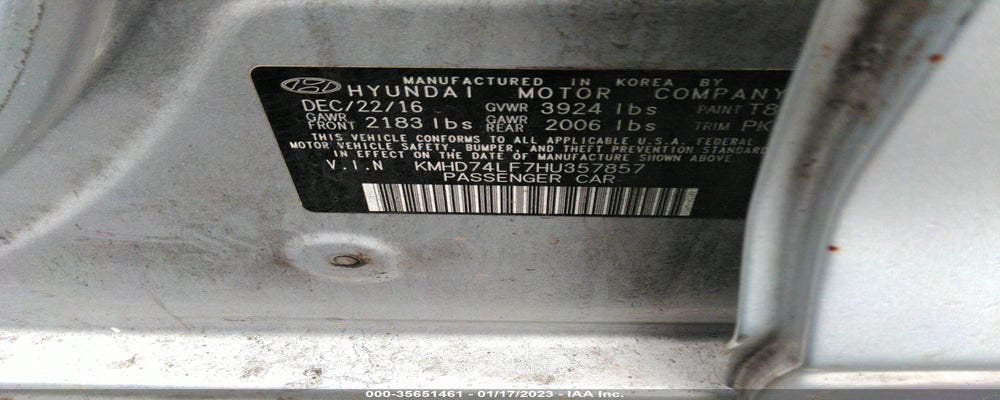 KMHD74LF7HU357857 2017 HYUNDAI ELANTRA photo no. 9