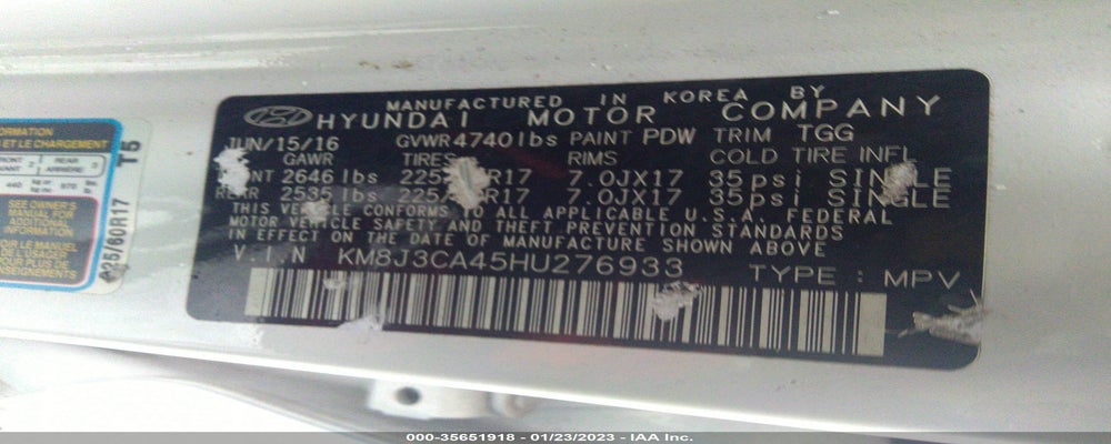 KM8J3CA45HU276933 2017 HYUNDAI TUCSON photo no. 9