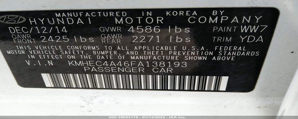 KMHEC4A46FA138193 2015 HYUNDAI SONATA HYBRID photo no. 9