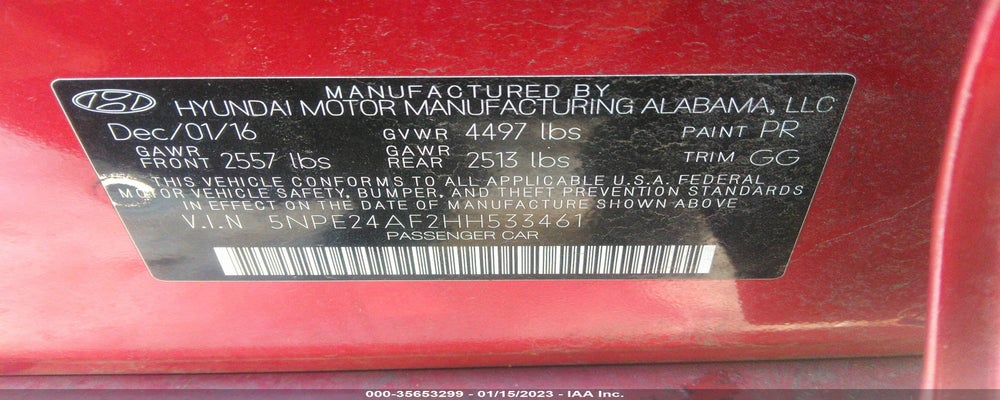 5NPE24AF2HH533461 2017 HYUNDAI SONATA photo no. 9