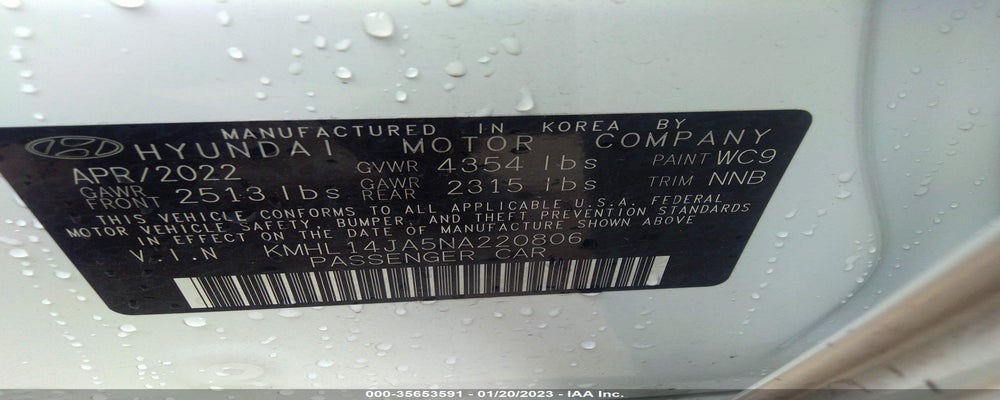KMHL14JA5NA220806 2022 HYUNDAI SONATA photo no. 9