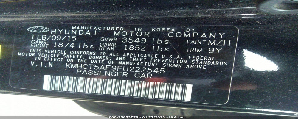 KMHCT5AE9FU222545 2015 HYUNDAI ACCENT photo no. 9