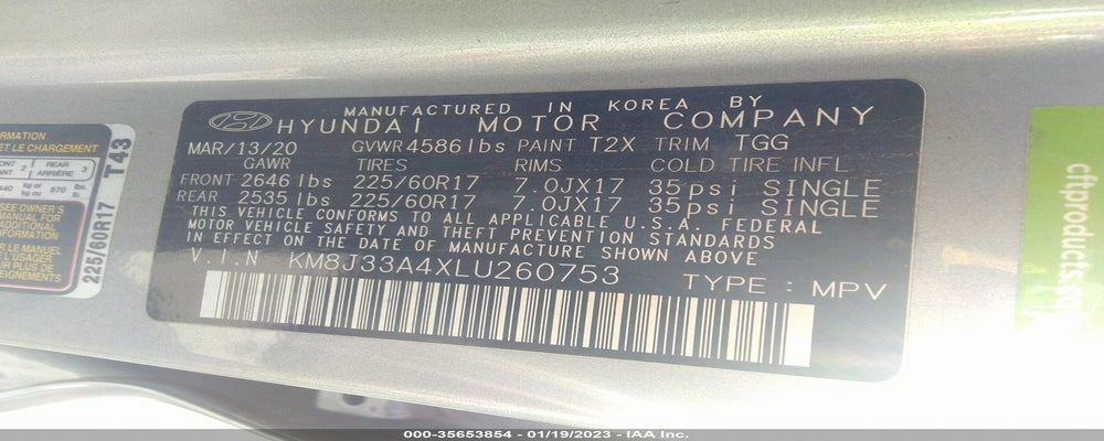 KM8J33A4XLU260753 2020 HYUNDAI TUCSON photo no. 9