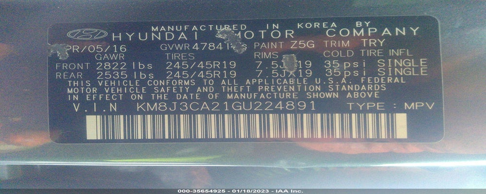 KM8J3CA21GU224891 2016 HYUNDAI TUCSON photo no. 9